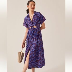 Anthropologie Twist Waist Midi Shirt Maxi Dress